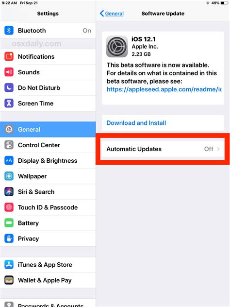 Update iOS on iPhone .